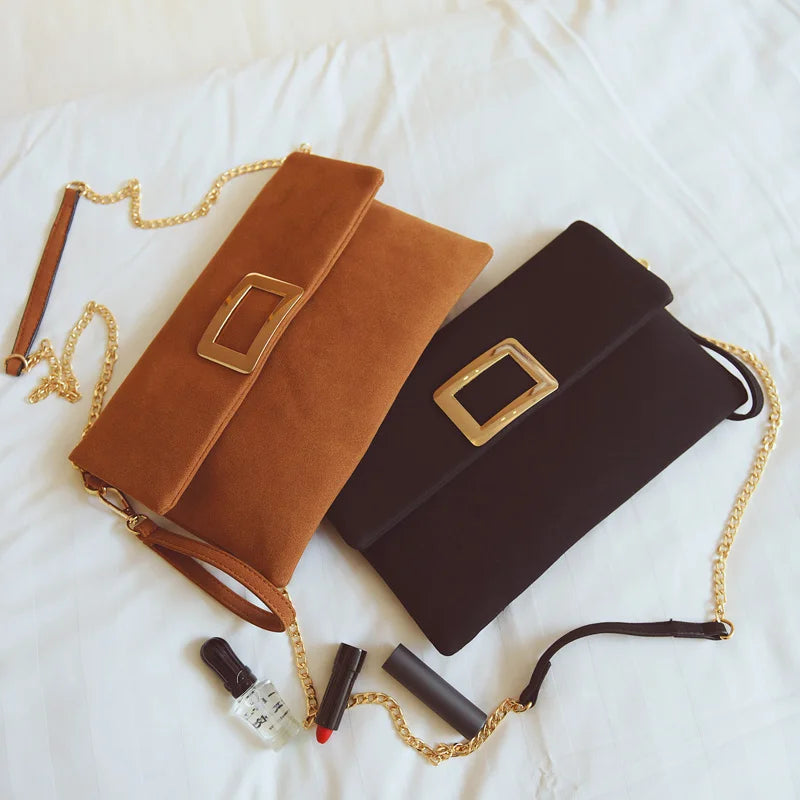 Matte Leather Large Capacity Clutch Bag Chain Messenger Packet