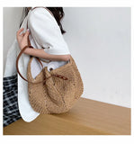 Women's Holiday Hollow Straw Woven Shoulder Bag Large Capacity Casual Beach Tote