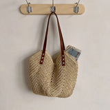 Women's Holiday Hollow Straw Woven Shoulder Bag Large Capacity Casual Beach Tote