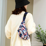 Women's Waist Bag Printing Large Capacity Nylon Cloth Storage Chest Bag