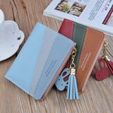 Women's Short Splicing Wallet with Contrast Zipper