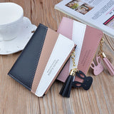 Women's Short Splicing Wallet with Contrast Zipper