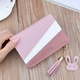Women's Short Splicing Wallet with Contrast Zipper