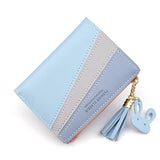 Women's Short Splicing Wallet with Contrast Zipper