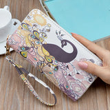 Peacock Print Long Zipper Wallet for Women