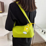 Wide Strap PU Leather Hand-Held Bag