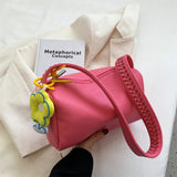 Wide Strap PU Leather Hand-Held Bag