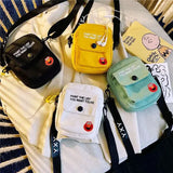 Yellow Messenger Bag Female Canvas Cartoon Crossbody Shoulder Waist Bag