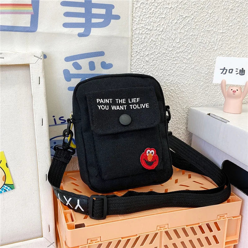 Yellow Messenger Bag Female Canvas Cartoon Crossbody Shoulder Waist Bag