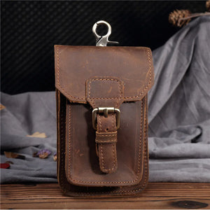 Leather Waist Pack Phone Case Money Belt Pouch Bag