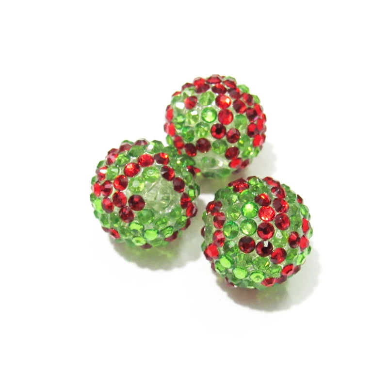 20mm 100pcs Resin Rhinestone Beads Christmas Chunky Jewelry