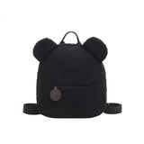 Women Girls Bear Ear Fleece Small Backpacks Lambswool Daypack Bags