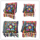Vintage Ethnic Shoulder Bag Embroidery Boho Hippie Tassel Tote Messenger
