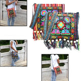 Vintage Ethnic Shoulder Bag Embroidery Boho Hippie Tassel Tote Messenger