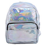 Silver Pink Small Backpack Teenage Girls Women Girls Bag