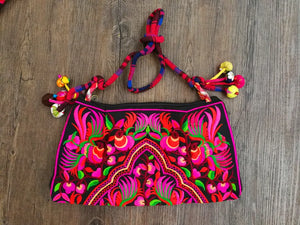 Ethnic embroidery women bags pompon cloth bags Vintage Messenger shoulder bags