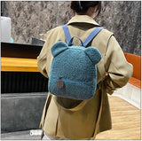 Plush Fleece Backpack Girls Bear Ear Warm Daypack
