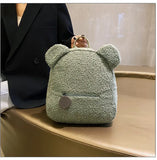 Plush Fleece Backpack Girls Bear Ear Warm Daypack