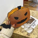 Devil Pumpkin Shaped Handbag Halloween Crossbody Bag