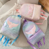 Girls Sequined Fish Tail Backpack Dream Colorful School Bag