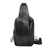 Men Casual High Pu Leather Belt Bag Sports USB Interface Single Shoulder