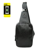 Men Casual High Pu Leather Belt Bag Sports USB Interface Single Shoulder