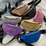 Women Reversible Sequins Glitter Fanny Pack Hip Purse Satchel