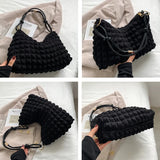 Shoulder Bags Women Solid Folds Square Underarm Texture Retro Zipper Satchels