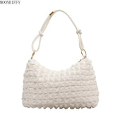 Shoulder Bags Women Solid Folds Square Underarm Texture Retro Zipper Satchels