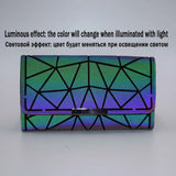 Women Luminous Clutch Wallet Geometric Zip Money Purse