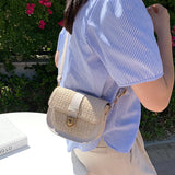 Women's Woven Shoulder Bag Saddle Bag