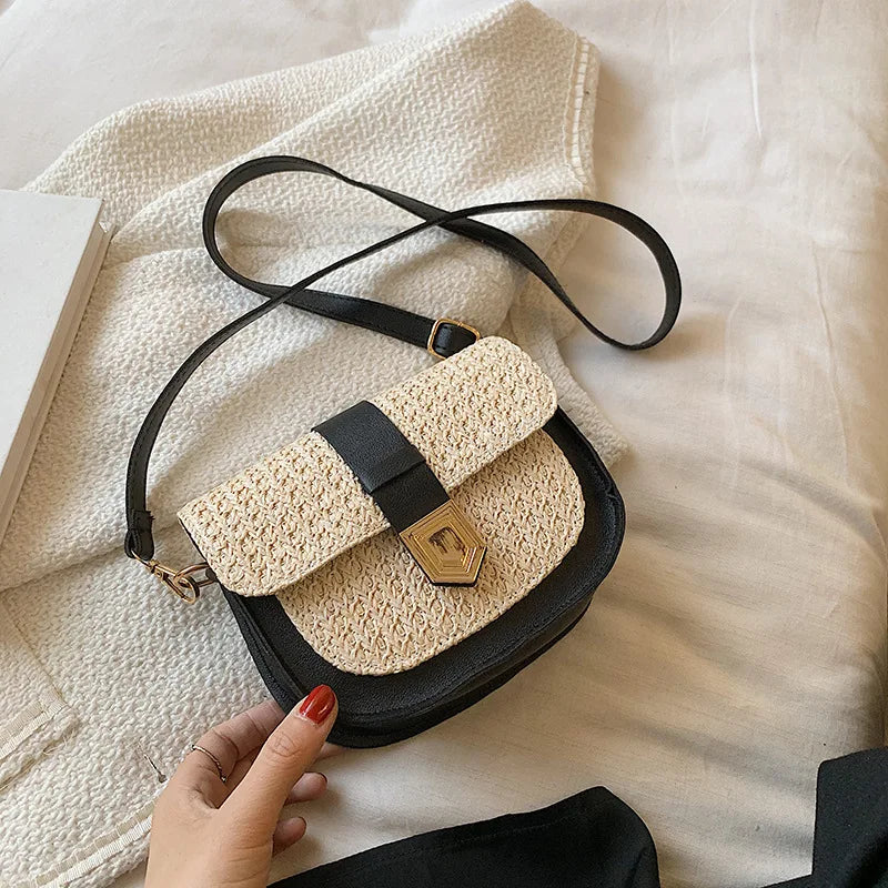 Women's Woven Shoulder Bag Saddle Bag
