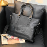 Men's Business Soft Leather Shoulder Bag Briefcase