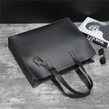 Men's PU Leather Tote Bag Single Shoulder Bag Handbag Briefcase Business Bag