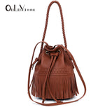 Newhotstacy Bucket Bag Ladies Handbag with Tassel Lace