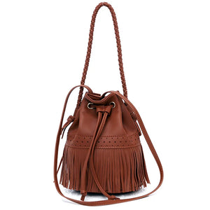 Newhotstacy Bucket Bag Ladies Handbag with Tassel Lace