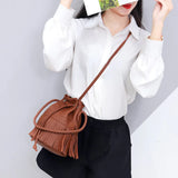 Newhotstacy Bucket Bag Ladies Handbag with Tassel Lace