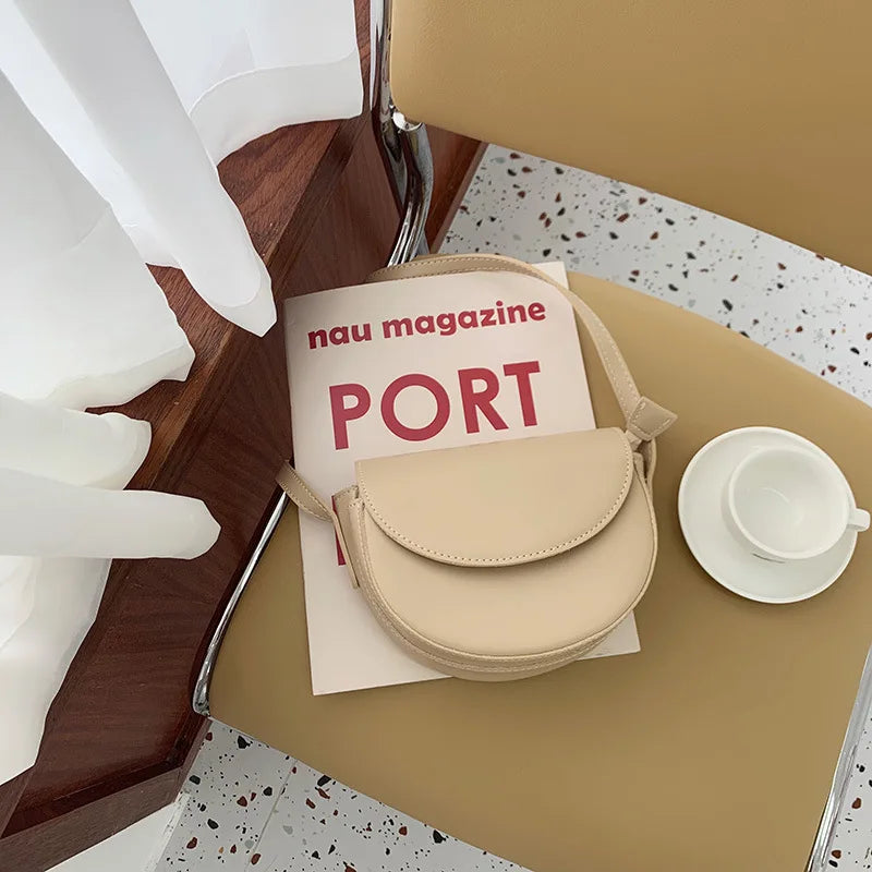 Semicircle Mini Saddle Bag in Milk Color