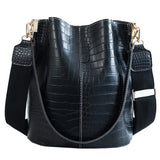 Crocodile Pattern Shoulder Bag Bucket Satchel
