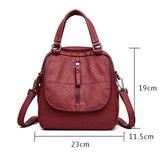 PU Leather Multipurpose Backpack Shoulder Bag for Travel