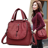 PU Leather Multipurpose Backpack Shoulder Bag for Travel