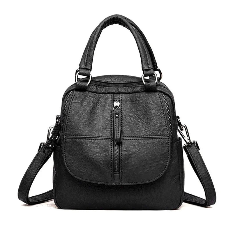 PU Leather Multipurpose Backpack Shoulder Bag for Travel