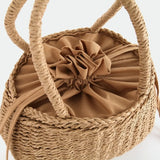 Sweet Knitted Beach Bag Drawstring Tote Handbag
