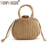 Sweet Knitted Beach Bag Drawstring Tote Handbag