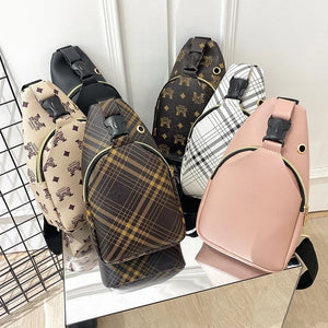 Women Chest Pack Bags Sling Crossbody Shoulder Chest Bag Girls PU Leather Messen