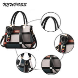 Newposs Casual Plaid Shoulder Bag Stitching Wild Messenger Female Totes
