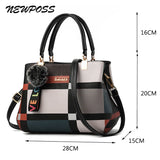 Newposs Casual Plaid Shoulder Bag Stitching Wild Messenger Female Totes