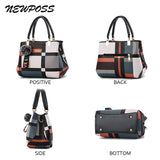 Newposs Casual Plaid Shoulder Bag Stitching Wild Messenger Female Totes