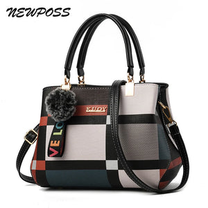 Newposs Casual Plaid Shoulder Bag Stitching Wild Messenger Female Totes