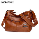 Newposs Ladies Shoulder Bags Leather CrossBody Bag